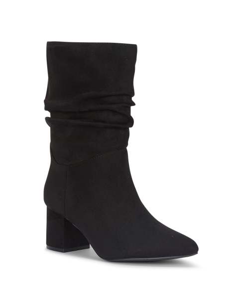 SEQWL Mid-boot slouch booties pointed toe with mid block heel in black - view 1