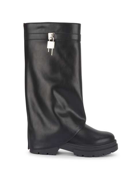 SEQWL Mid calf boots comfortable casual mesh lined slip on shoes in black - view 1