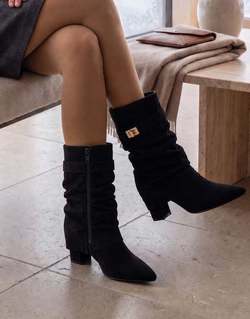 SEQWL Mid calf boots with zip fastening mesh lined casual shoes in black, 2 of 5