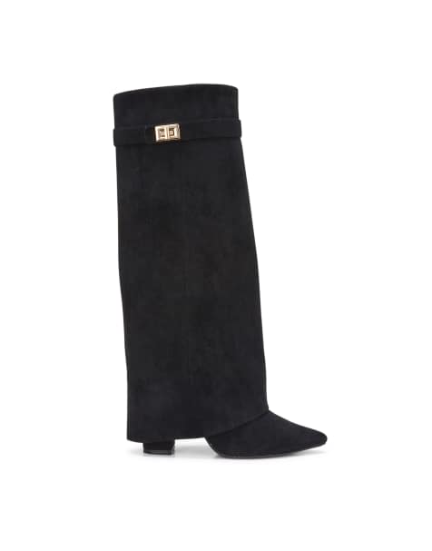 SEQWL Mid heel calf boots with metal buckle and zip closure in black - view 1