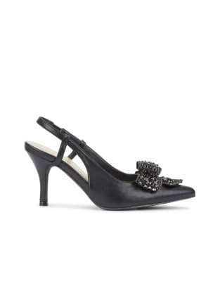  Mid heel slingback shoes with bow detail 