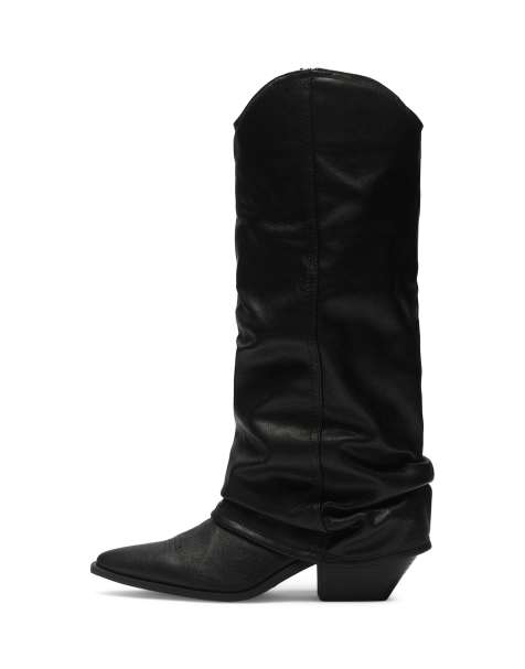 SEQWL Mid western fold over boots in black - view 1