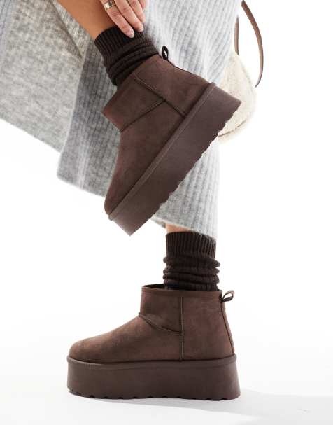 SEQWL mini flatform boots in chocolate - view 1