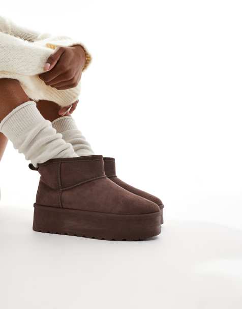 SEQWL mini flatform boots in chocolate - view 1