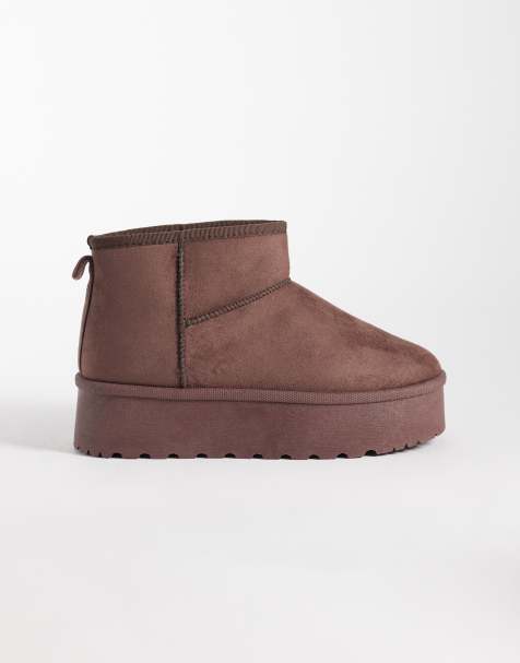 SEQWL mini flatform boots in chocolate - view 1