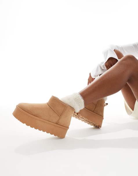 SEQWL mini flatform boots in cream - view 1