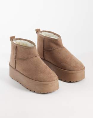 Seqwl Mini Flatform Boots In Brown