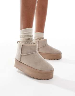 SEQWL mini flatform boots in mushroom-Neutral φωτογραφία