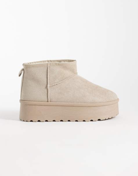 SEQWL mini flatform boots in mushroom  - view 1