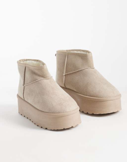 SEQWL mini flatform boots in mushroom , 3 of 4