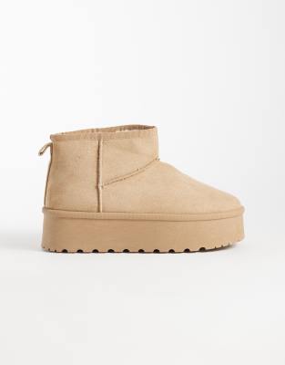Seqwl Mini Flatform Boots In Neutral