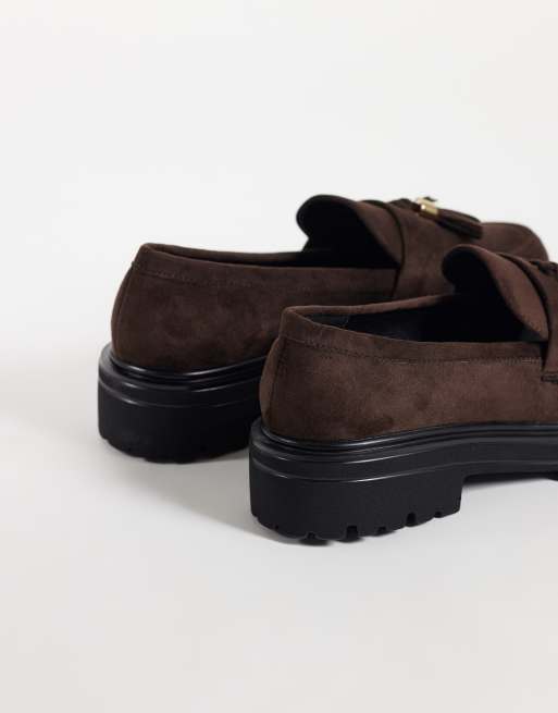 SEQWL mocassins à pampilles chunky effet daim couleur chocolat, 2 de 4