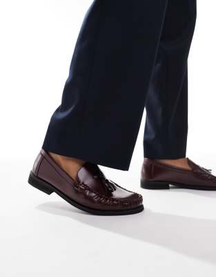 SEQWL - Mocassins froncés à franges - Bordeaux-Rouge