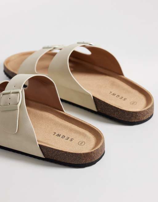 SEQWL Molsen sandals with buckles in stone, 3 of 4