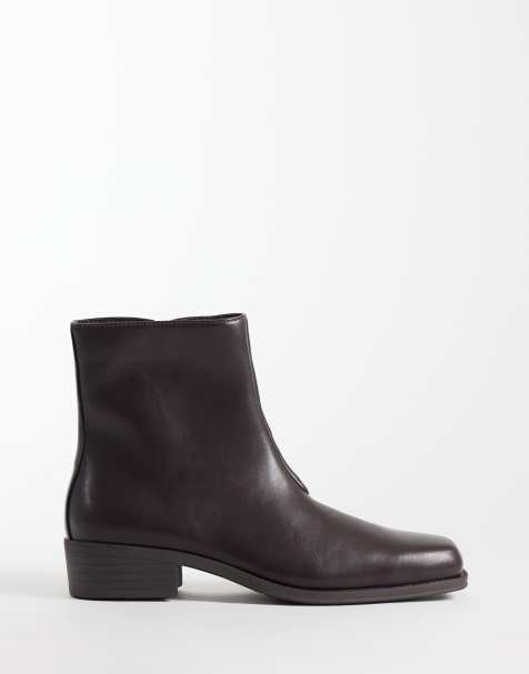 SEQWL Morty boots med fyrkantig tå i brunt - view 1