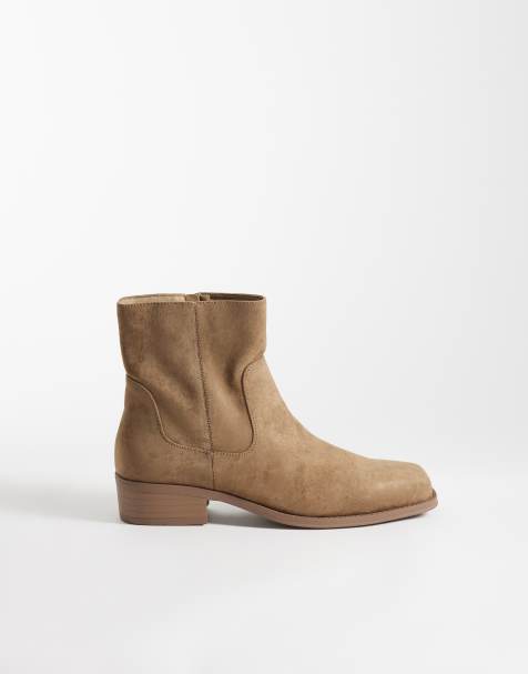 SEQWL Morty faux suede square toe western boots in sand - view 1
