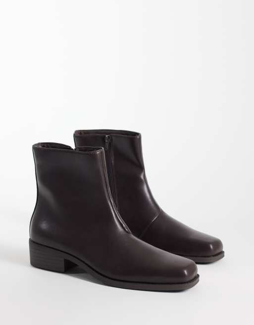SEQWL Morty square toe boots in brown, 2 of 4
