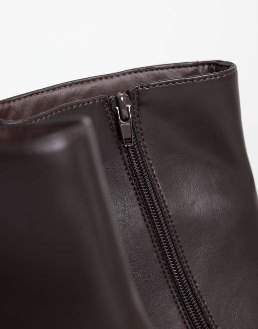 SEQWL Morty square toe boots in brown, 3 of 4