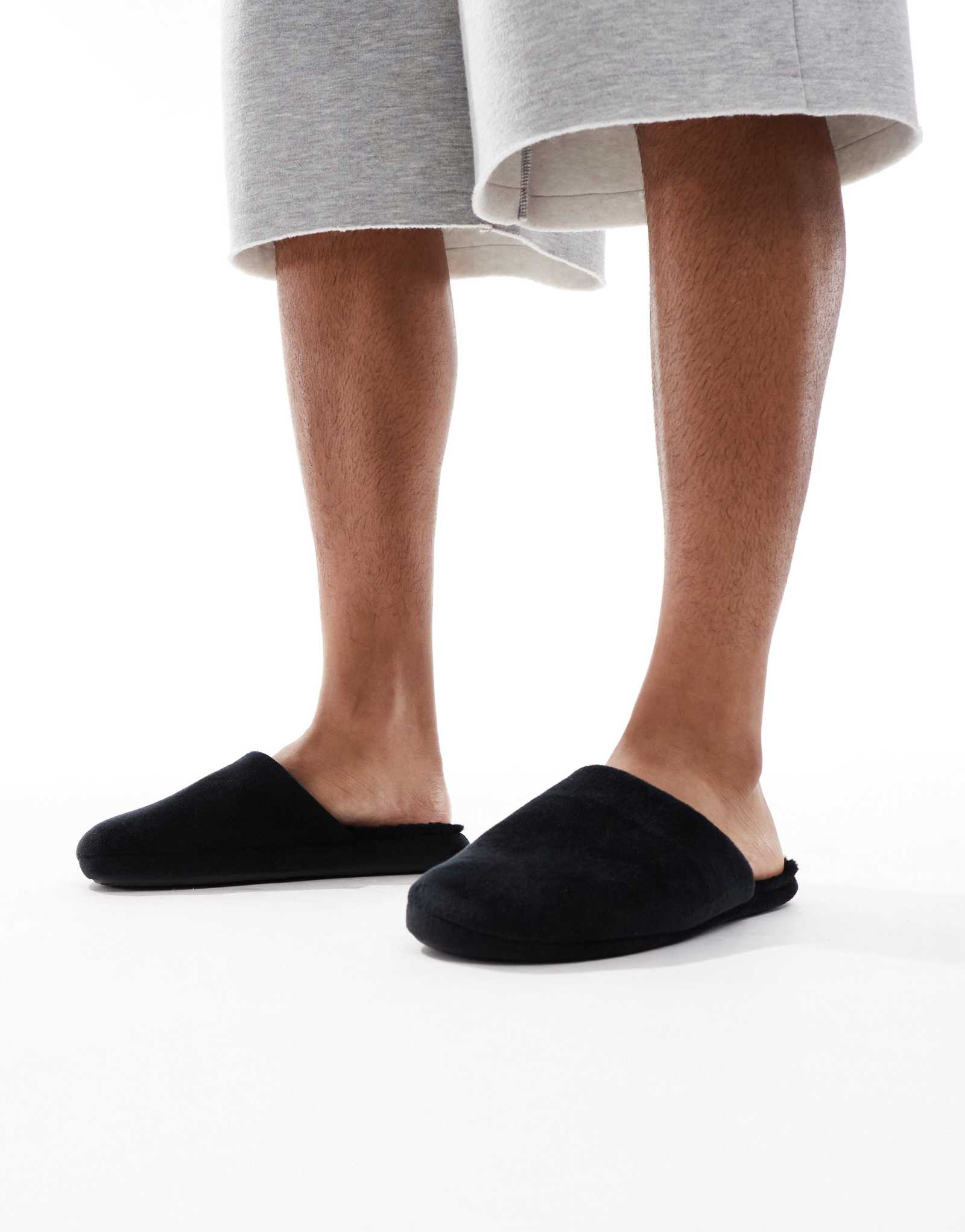 Шлепанцы SEQWL Mslip на меховой подкладке черного цвета