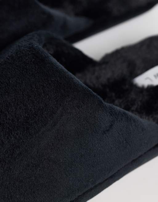 SEQWL Mslip fur lined slippers in black, 3 of 4