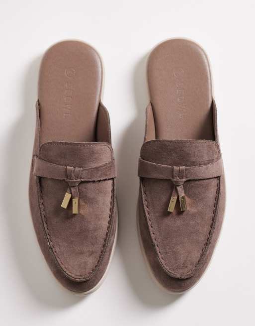 SEQWL mule tassel trim loafers in mocha faux suede, 2 of 4