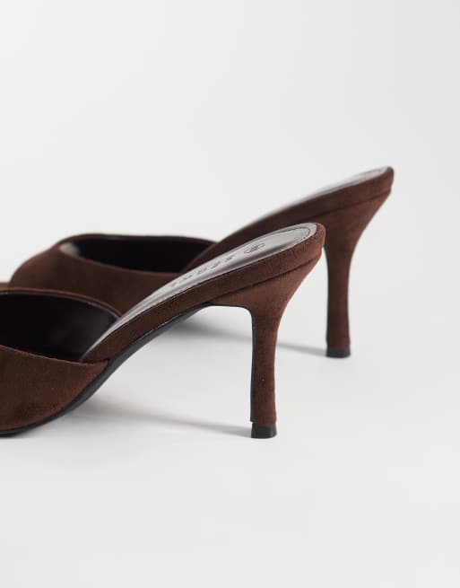 SEQWL Ocon heeled sandals in chocolate suedette, 3 of 4