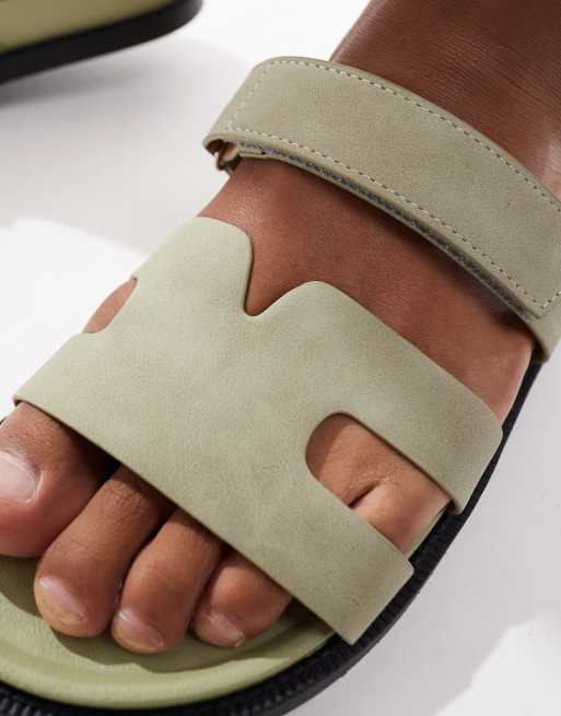 SEQWL - Olivengrønne sandaler med remme i nubuck, 2 af 4