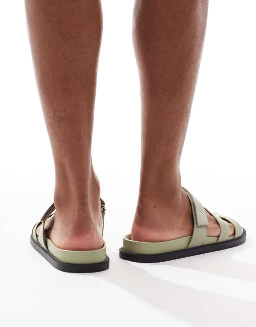 SEQWL - Olivengrønne sandaler med remme i nubuck, 4 af 4