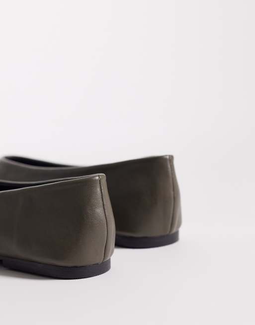 SEQWL – Oliwkowe balerinki z wysoką przyszwą, 3 z 4