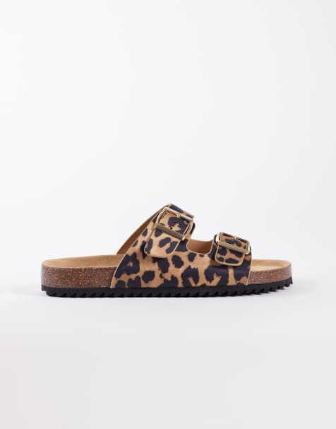 SEQWL – Olsen – Leopardmönstrade, platta sandaler med dubbla spännen - view 1