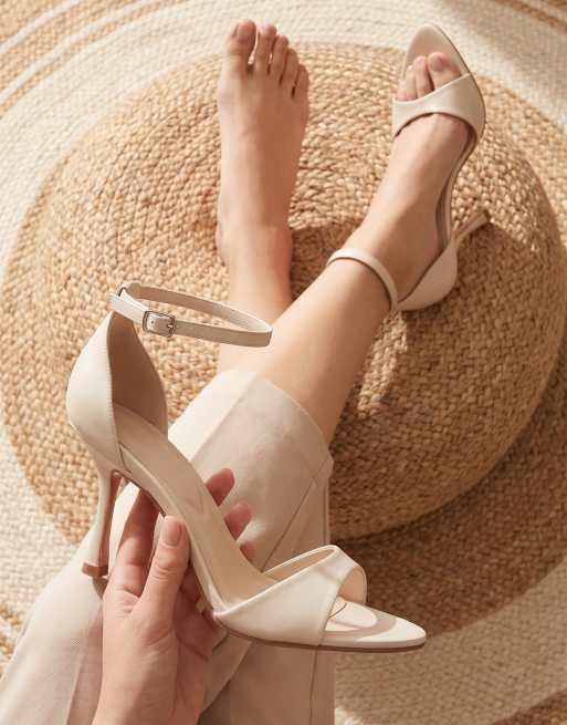 SEQWL Open toe heel sandals with buckle strap in cream, 2 of 5