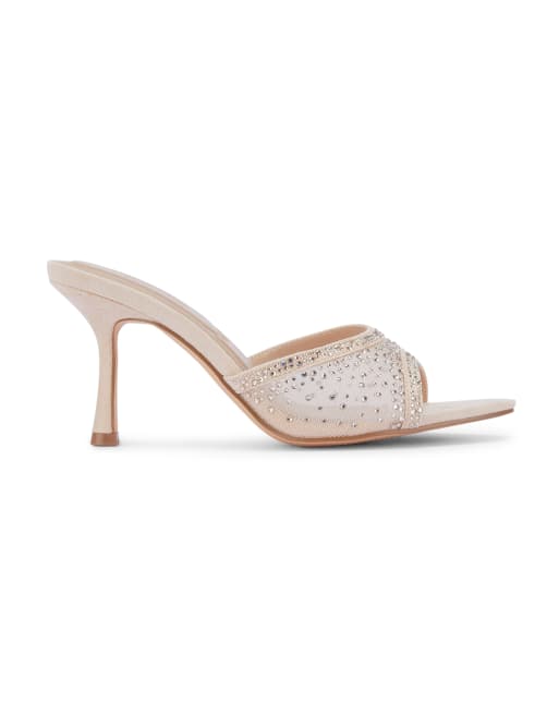 SEQWL Open toe slip-on high heel mule sandals in beige, 3 of 5