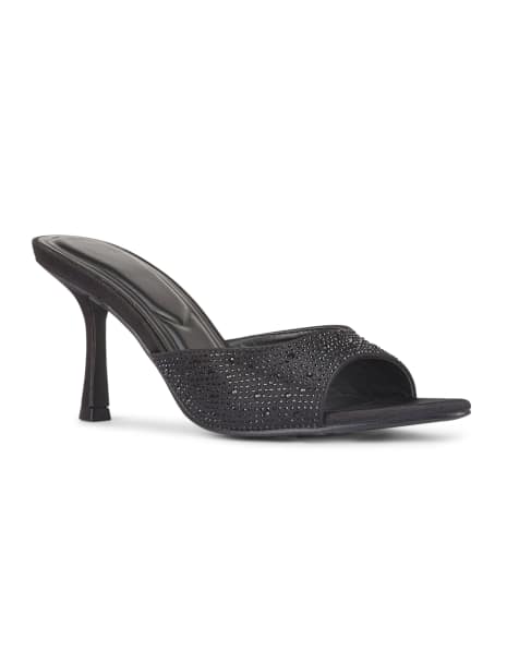 SEQWL Open toe slip-on high heel mule sandals in black - view 1