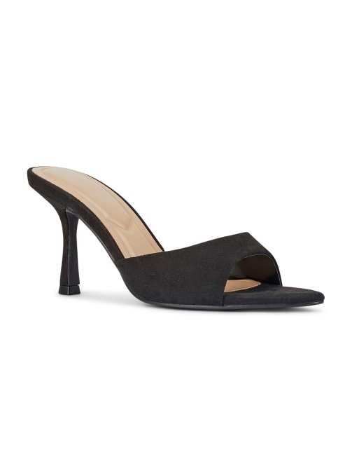 SEQWL Open toe slip-on high heel mule sandals in black, 3 of 5