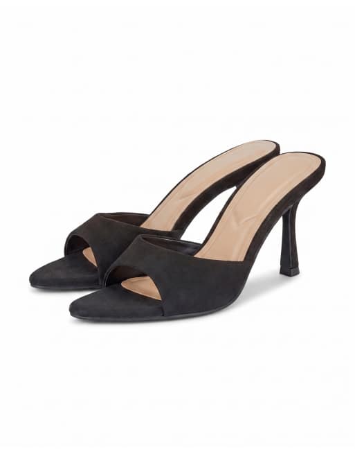 SEQWL Open toe slip-on high heel mule sandals in black, 5 of 5