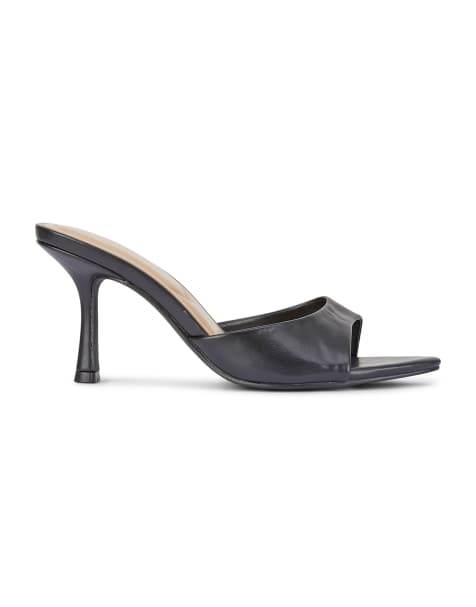SEQWL Open toe slip-on high heel mule sandals in black - view 1
