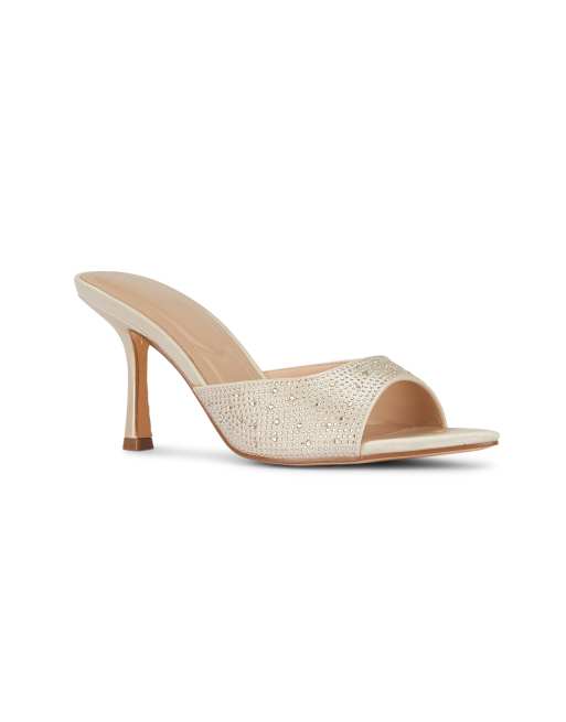 SEQWL Open toe slip-on high heel mule sandals in gold, 3 of 5