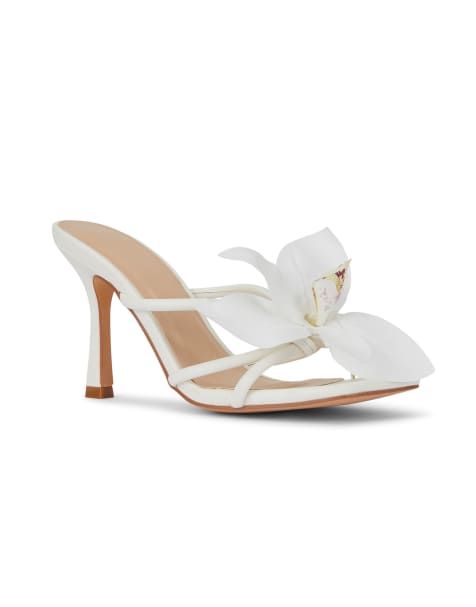 SEQWL Open toe stylish comfortable fit slip-on high heel sandals in white - view 1