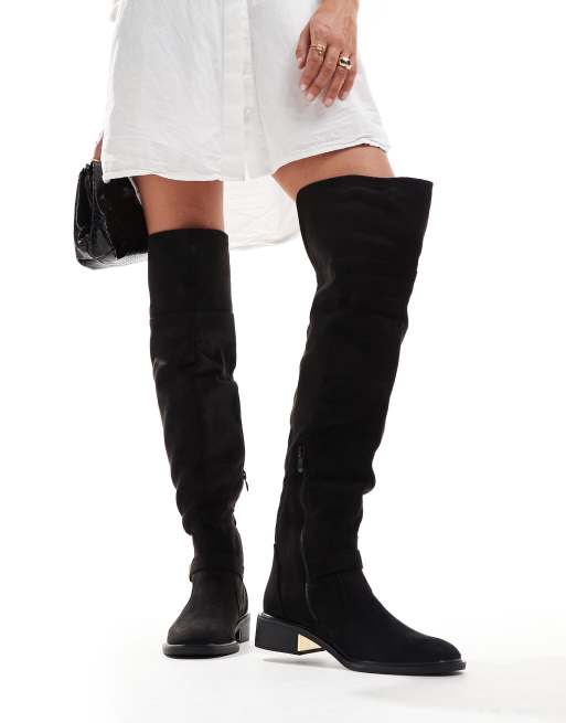 Black flat fashion over the knee boot