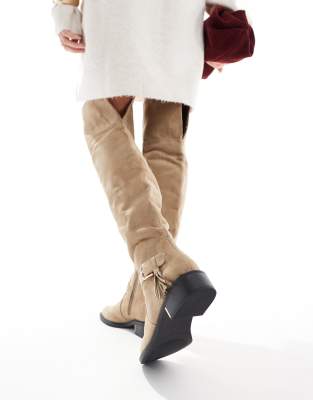 Seqwl Over The Knee Flat Boots With Tassel