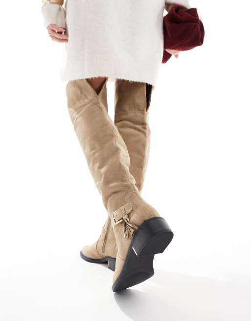 ブーツその他 Ambra Brown Suede Sbicca Izzy Cognac Suede Leather Knee High Boots | Sparkles