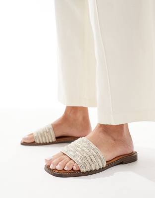 Seqwl Owl Beaded Detail Flat Sandals