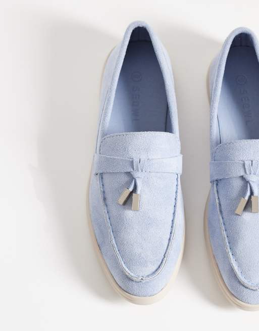 SEQWL – Panther – Loafer aus Wildlederimitat in Blau mit Quasten-Detail, 2 von 4