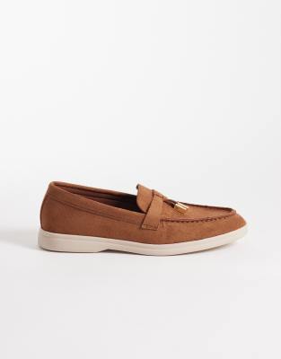 Panther - Mocassins à pampilles en imitation daim avec semelle blanche - Camel-Neutre 37