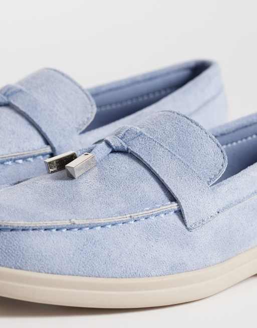 SEQWL Panther tassel trim loafer in faux blue faux suede, 4 of 4