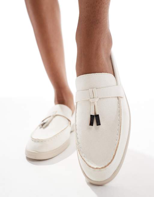 SEQWL Panther tassel trim loafer in faux suede cream, 4 of 4