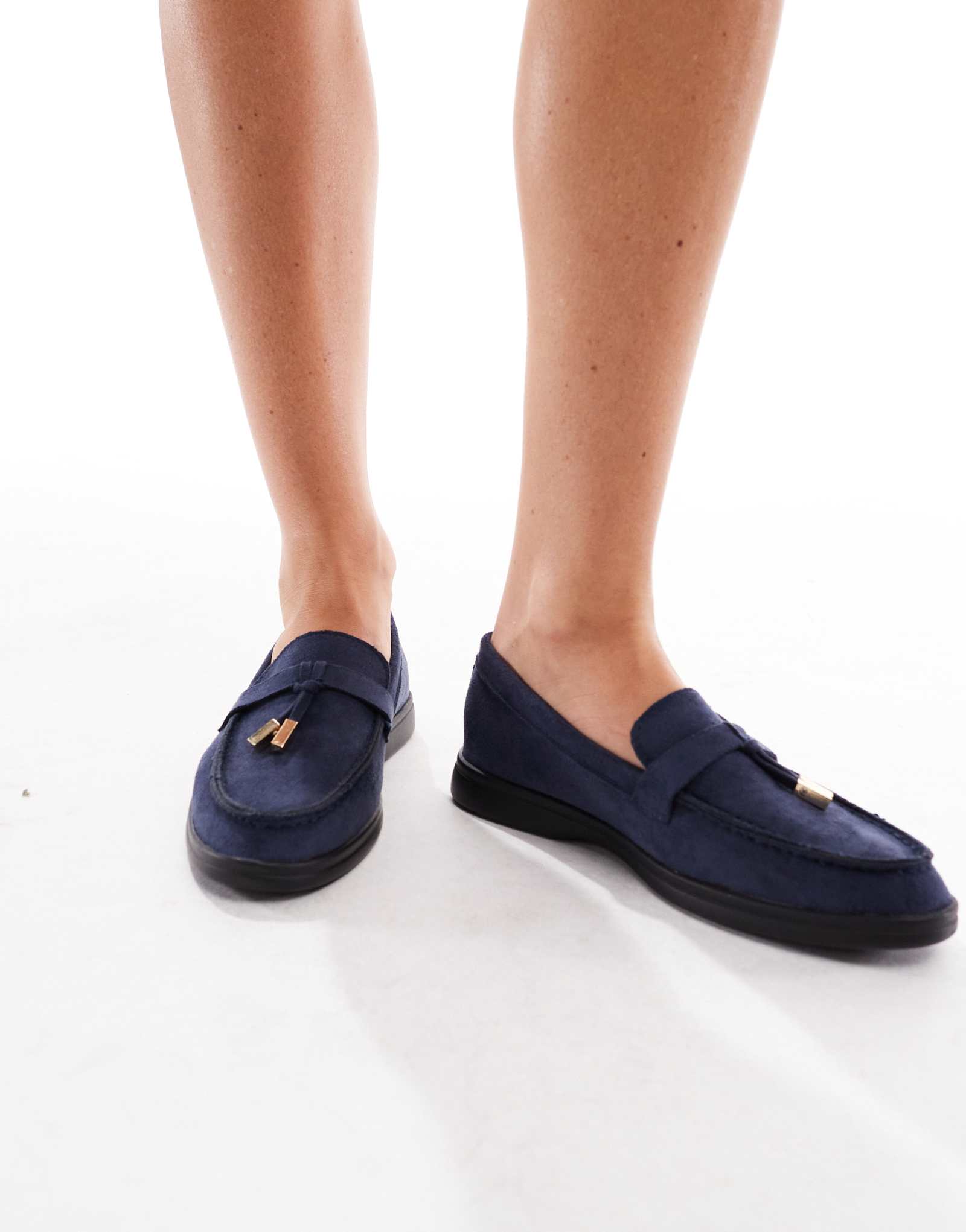 Мокасины SEQWL Panther из искусственной замши темно-синего цвета с отделкой кисточками