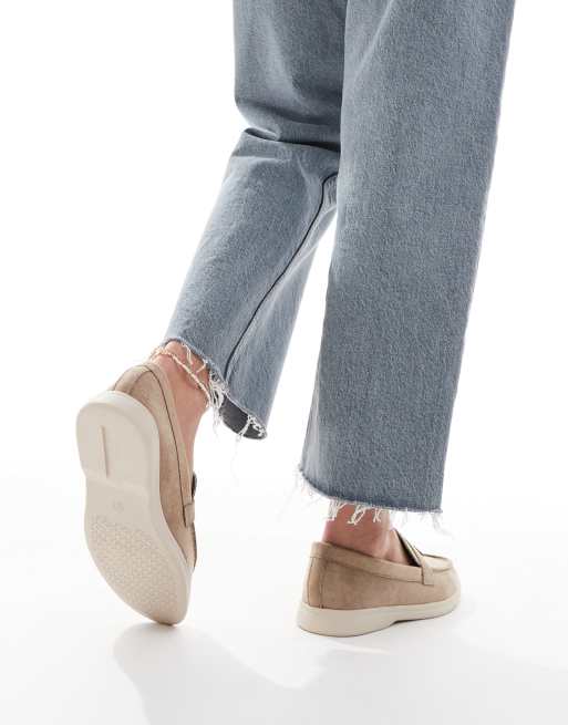 SEQWL Panther tassel trim loafers in faux suede taupe, 2 of 4