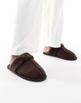 SEQWL - Pantoffeln aus Kunstpelz in Braun-Brown