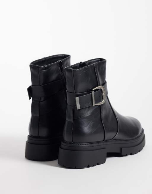 SEQWL Perth chunky buckle detail boots in black, 2 of 4